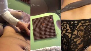 老娘穿着丝袜给我足交，我也给老娘足交，狠狠地内射了老娘