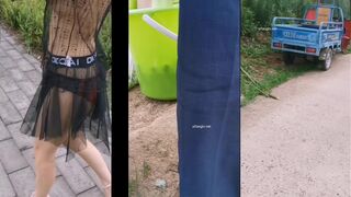 极限露出天花板，反差婊【风筝断了线】路边全裸自慰，买水果勾引老农，露点勾引外卖小哥 (2)
