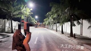 02年在职舞蹈老师，【大王的小娇妻】付费福利，优雅的小少妇，夜幕下在街头肆意裸漏，好美的画面 (3)